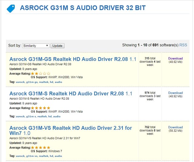 Download ASRock G31M-S Realtek / VIA Audio Driver For Windows 7.