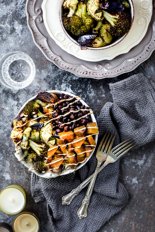 Roasted Veggie Sweet Potato Power Bowls + Yogurt Tahini Sauce (vegan+gf)-4.jpg