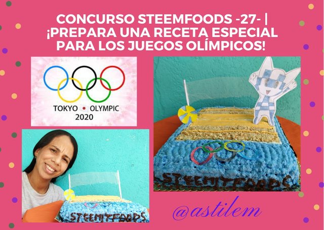 Concurso SteemFoods -27-  ¡Prepara una receta especial para los Juegos Olímpicos! Rica torta de Chocolate decorada con una Cancha de Voleiboll de loss Juegos Olímpicos Tokyo 2020 por @astilem.jpg