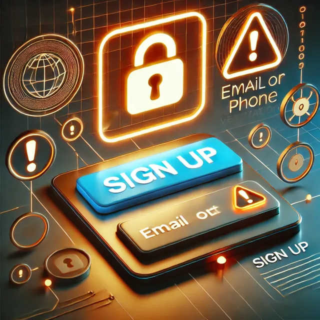 DALL·E 2024-12-30 07.28.45 - A conceptual illustration showing a website sign-up process with a highlighted security vulnerability. The image should depict a glowing 'Sign Up' but.webp