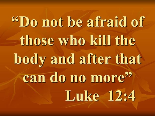 The wisdom of Jesus. Do not be afraid of those who kill the body and after that can do no more. Luke 12,4.jpg