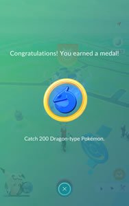 Catch 200 Dragon-type Pokémon gold medal.jpg