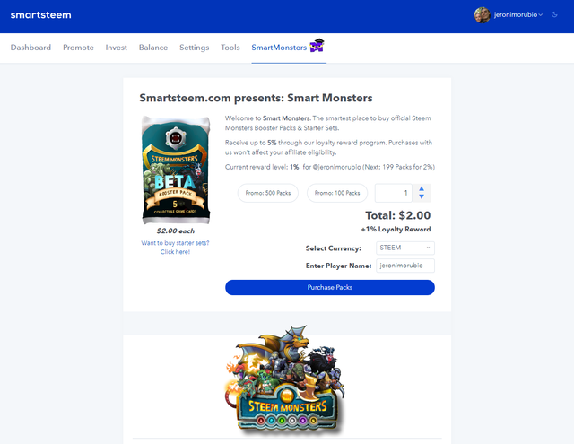 buying steemmonsters cards with loyalty rewards on smartsteem.png