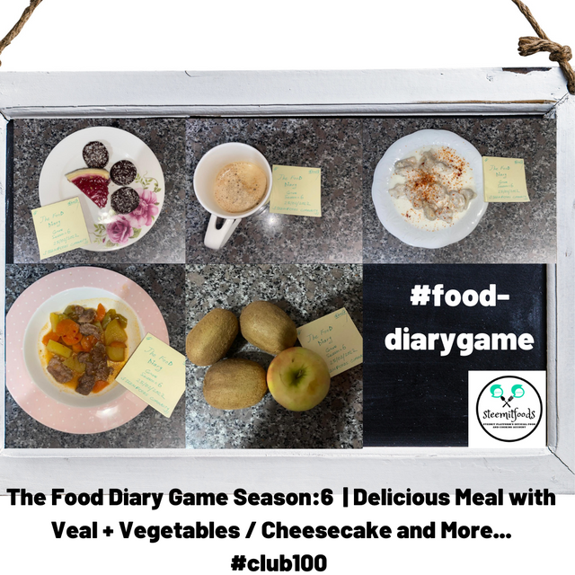 The Food Diary Game Season6  Delicious Meal with Veal + Vegetables  Cheesecake and More... #club100.png