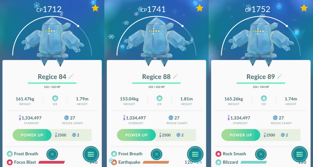 Caught all 3 Regice