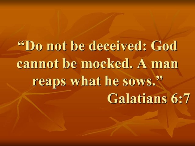 Scriptures on faith. Do not be deceived. God cannot be mocked. A man reaps what he sows. Galatians 6,7.jpg