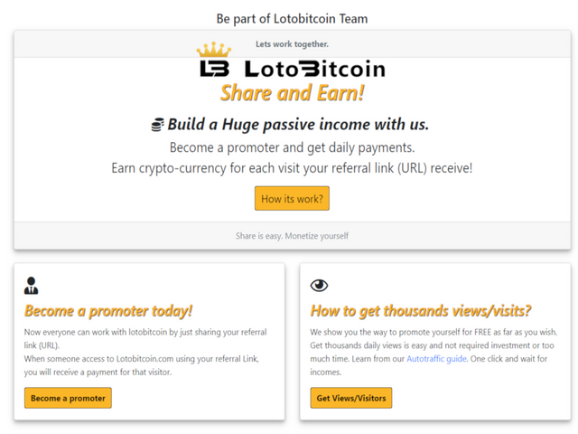 Share And Earn Build A Huge Passive Income With Lotobitcoin Com - 