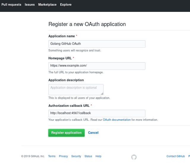 New OAuth Application