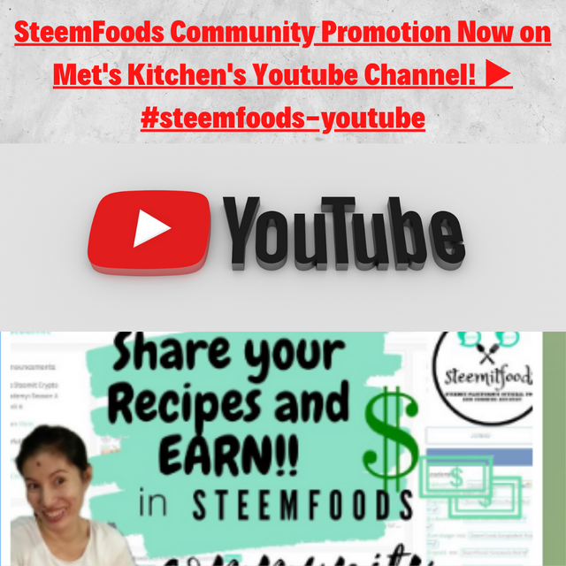 SteemFoods Community Promotion Now on Met's Kitchen's Youtube Channel! ▶️ #steemfoods-youtube.png