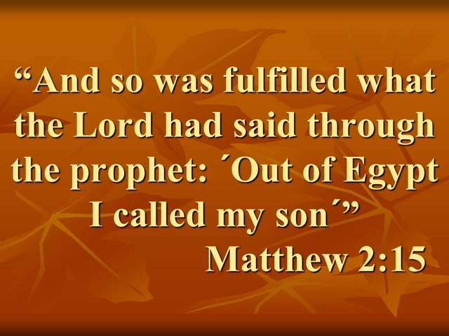 Spiritual Protection. And so was fulfilled what the Lord had said through the prophet. Out of Egypt I called my son.jpg