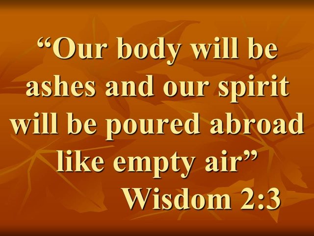 The confusion of sin. Our body will be ashes and our spirit will be poured abroad like empty air. Wisdom 2,3.jpg