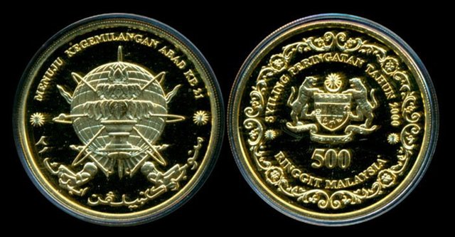 Malaysia 1999 Millennium Commemorative Gold Coin - Steemit