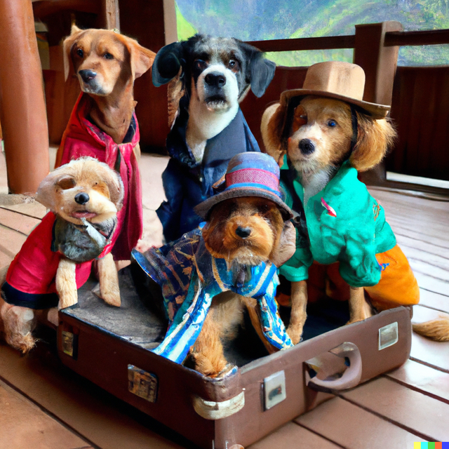 DALL·E 2022-07-19 17.33.11 - A photo of a group of dogs in a traveler outfit.png