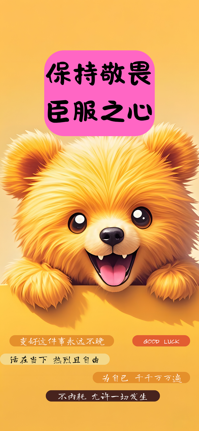 黄色卡通可爱小熊毛绒玩偶手机壁纸.png