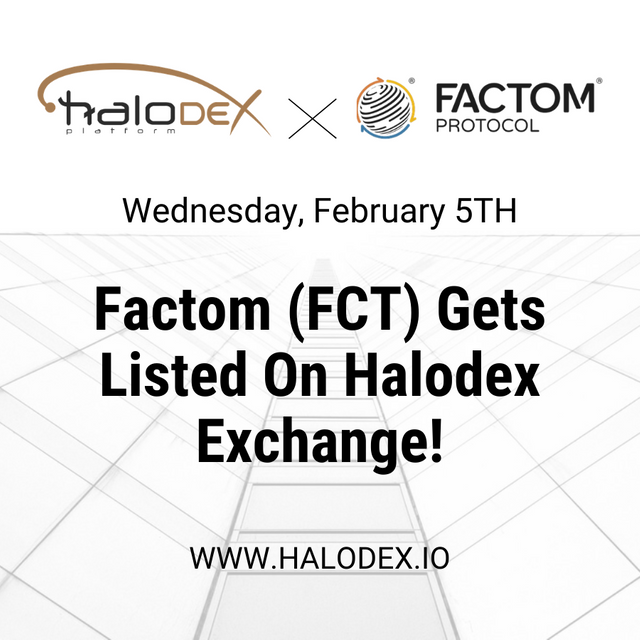 Factom (FCT) Gets listed on Halodex Exchange Instagram.png