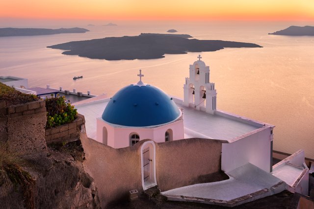 Saint Theodore Church in the Evening, Fira, Santorini, Greece.jpg