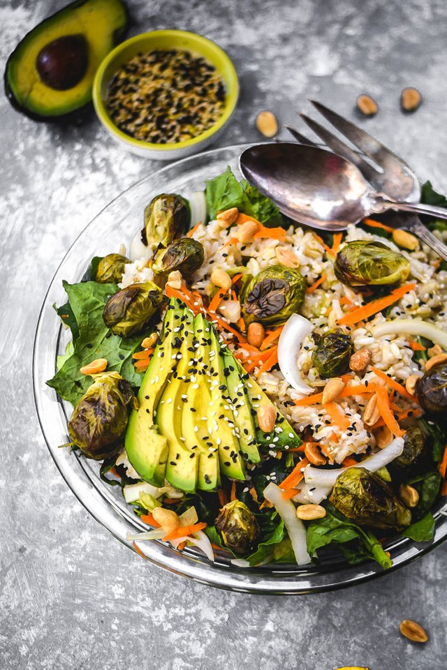 Roasted Brussels Sprouts Brown Rice Salad with Sesame Orange Dressing (Vegan)-2.jpg