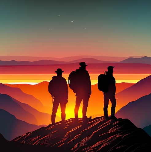 three_guys_on_the_mountains_with_beautiful_sunset.png