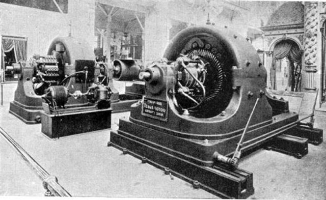 Tesla polyphase AC 500hp_generator_at_1893_exposition.jpg