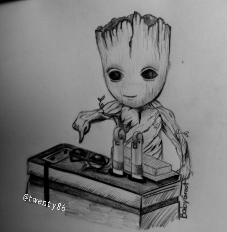 DRAWING OF BABY GROOT - Guardians of The Galaxy Vol. 2 — Steemit