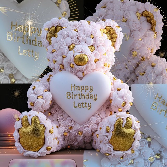 White rose-themed teddy bear, Happy Birthday Letty.jpeg