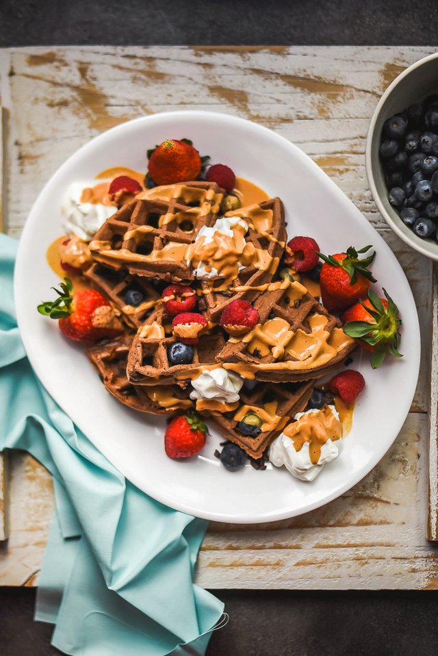 Chocolate Spelt Waffles + Maple Nut Butter Syrup (Vegan)-2.jpg