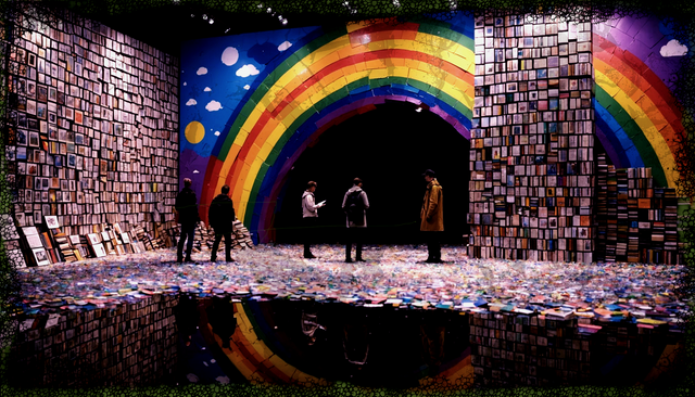 A crumbling wall of garbage and debris, gloomily lit..png