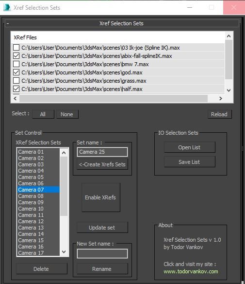 Xrefs Selection Sets todor vankov 3ds max script set control 2.jpg