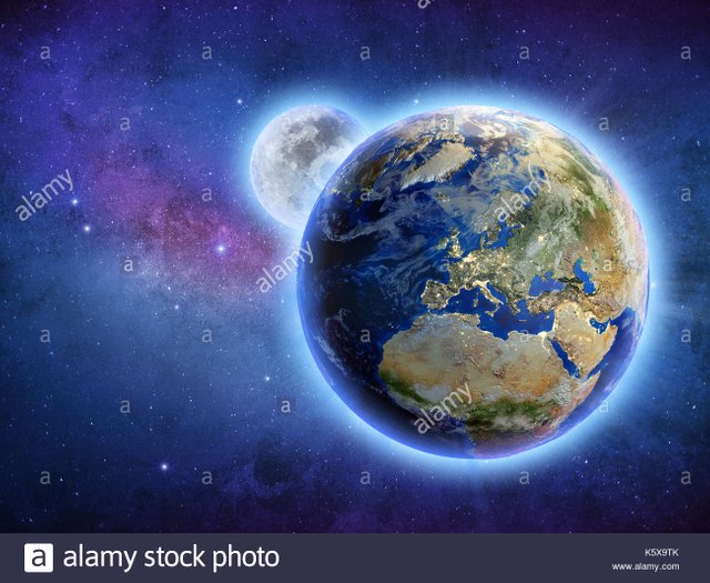 galaxy-universe-planet-earth-and-moon-3d-rendering-K5X9TK.jpg