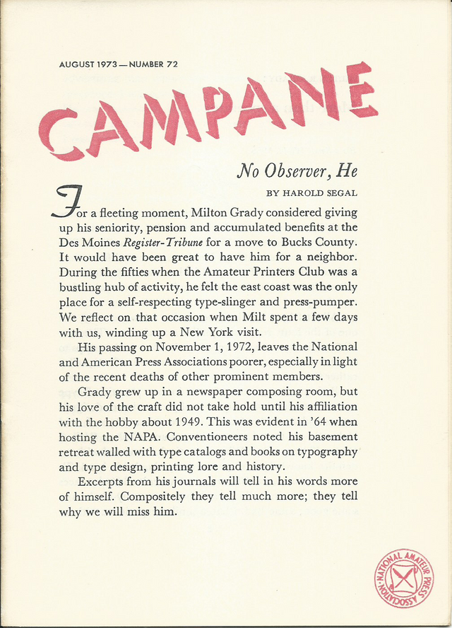 Campane - Number 72, August 1973 - Page 1.png