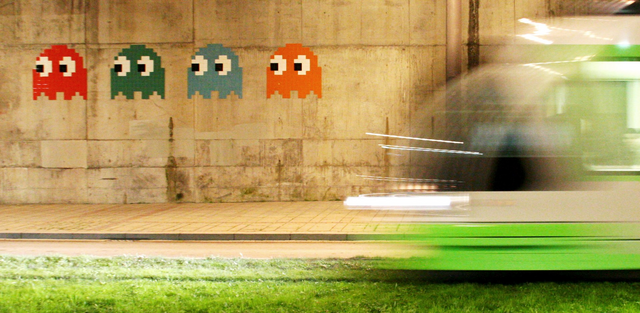 Pacman Ghosts by Invader, Balboa Museum