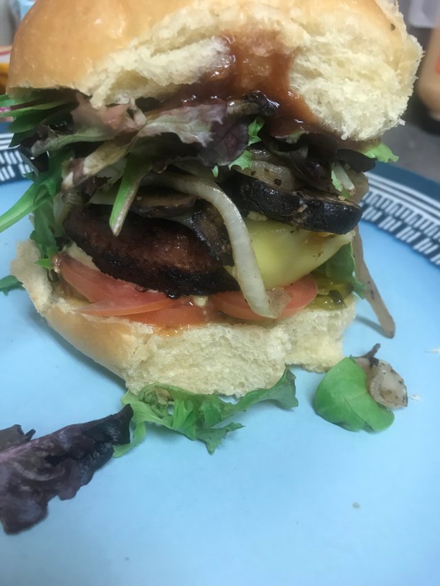 FOOD-Burgers-Beyond Burger-Vegan-Plant Based-Mushroom, Onion, Gouda Deluxe 040219.JPG