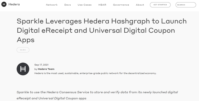 Sparkle Leverages Hedera Hashgraph to Launch Digital eReceipt and Universal Digital Coupon Apps.png