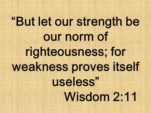 The life according to sinners. But let our strength be our norm of righteousness; for weakness proves itself useless. Wisdom 2,11.jpg