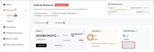 Tron Energy FAQ :: How to unstake my TRX?