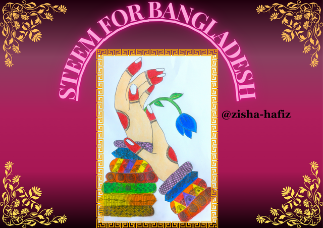 Drawing of a woman's beautiful hands with bangles @zisha-hafiz.png