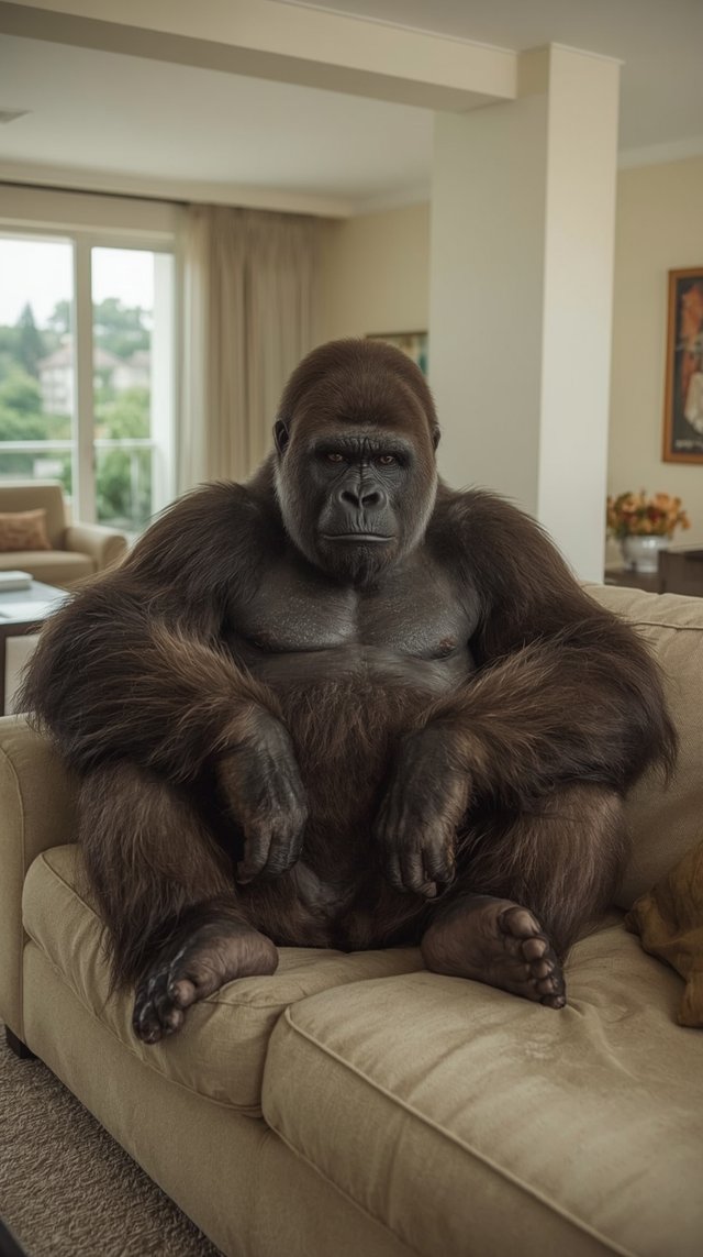 Lucid_Realism_A_large_western_lowland_gorilla_with_thick_dark__2.jpg