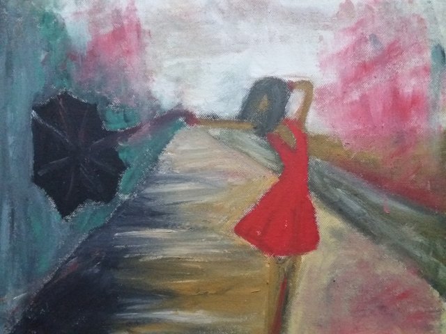 Painting Girl In The Rain Steemit