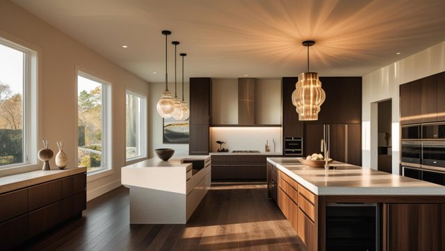 A stylish, modern interior of a high-end home showcasing multiple current design trends that suggest long-term value. Include features like large windows for natural light, open floor plan, a minimalist kitchen (1).jpg