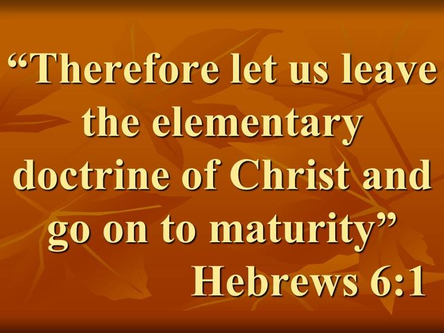 The spiritual perfection. Therefore let us leave the elementary doctrine of Christ and go on to maturity.jpg