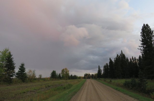 pink in the billowing clouds over the road.JPG