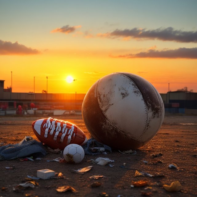 DreamShaper_v7_Garbage_in_the_sunset_light_with_a_football_0.jpg