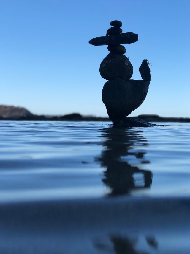 Rock balancing silhouette