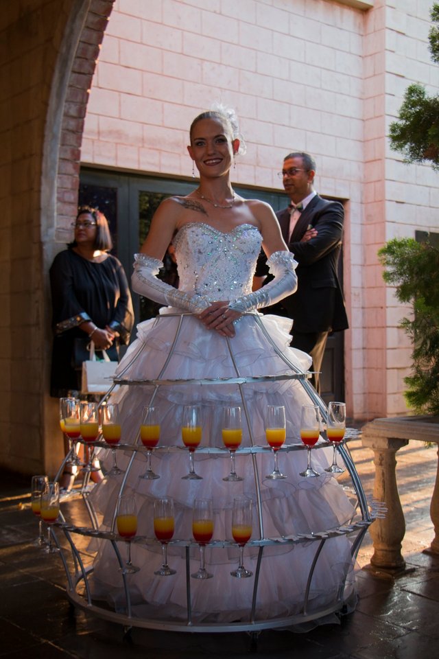 Wedding ENtertainment Idea Champagne Skirt Hostess White.JPG