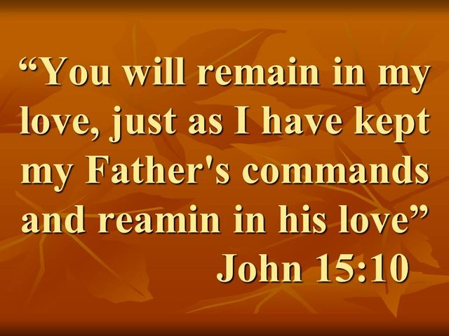 Jesus taught. You will remain in my love, just as I have kept my Father's commands and reamin in his love.jpg
