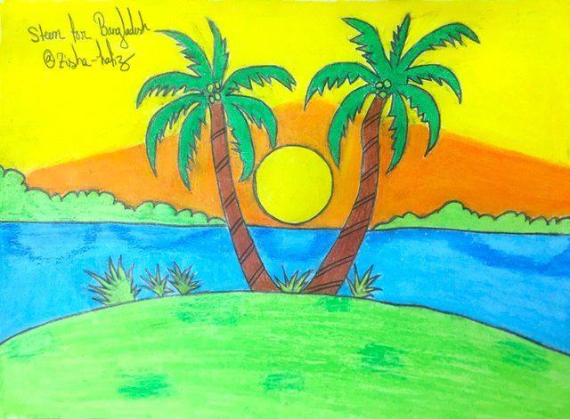 Drawing of a sunset scene symbolises natural beauty — Steemit