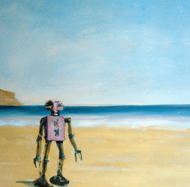 DALL·E 2023-02-24 17.18.41 - An oil painting of a robot on a beach.png
