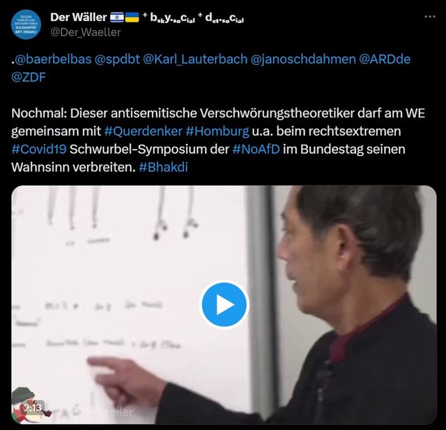 Dieser antisemitische Verschwörungstheoretiker darf am WE gemeinsam mit #Querdenker #Homburg u.a. beim rechtsextremen #Covid19 Schwurbel-Symposium der #NoAfD im Bundestag seinen Wahnsinn verbreiten..jpg