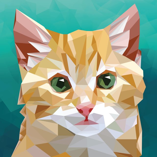 Un Gato Naranja con ojos verdes muy Adorable Dibujado a mano Low-Poly.jpg