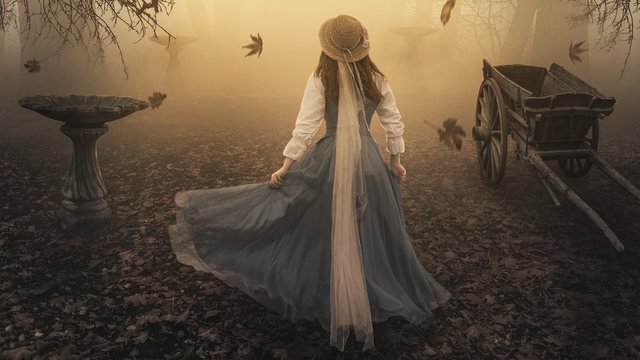 Girl Walking Through Autumn Photoshop Manipulation Tutorial.jpg